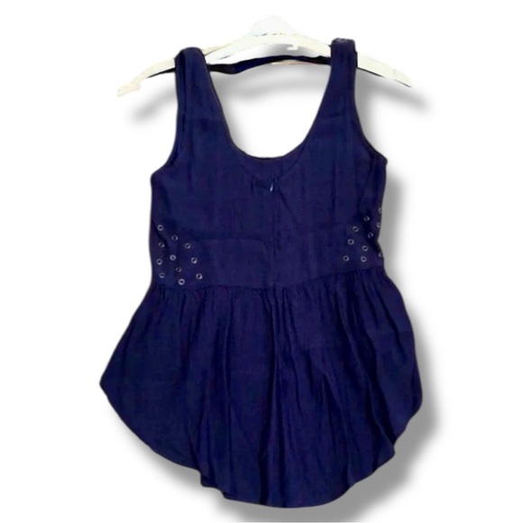 Anthropologie Millau Top Navy Blue/Indigo/Navy Peplum Side Grommets Tank Size M - Picture 5 of 16